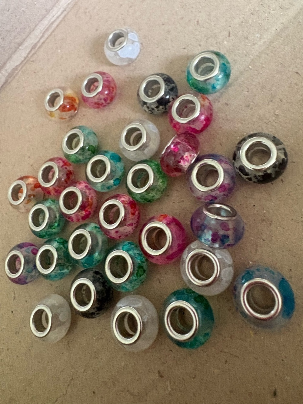 30 Assorted  European-Style Charm Beads in Mixed Colors bracelet beads